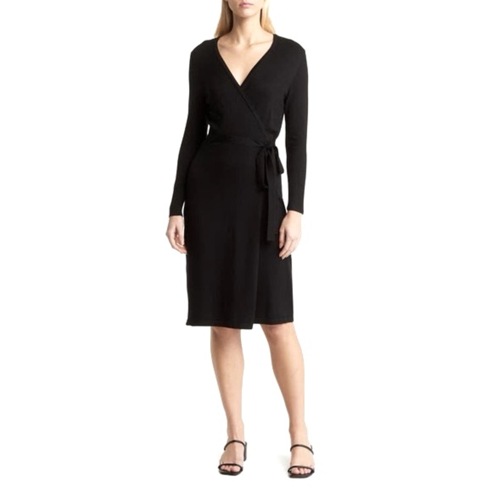 Banana Republic Wrap Knee-Length Sweater Dress, Women's Size X-Small Petite - Picture 2 of 10